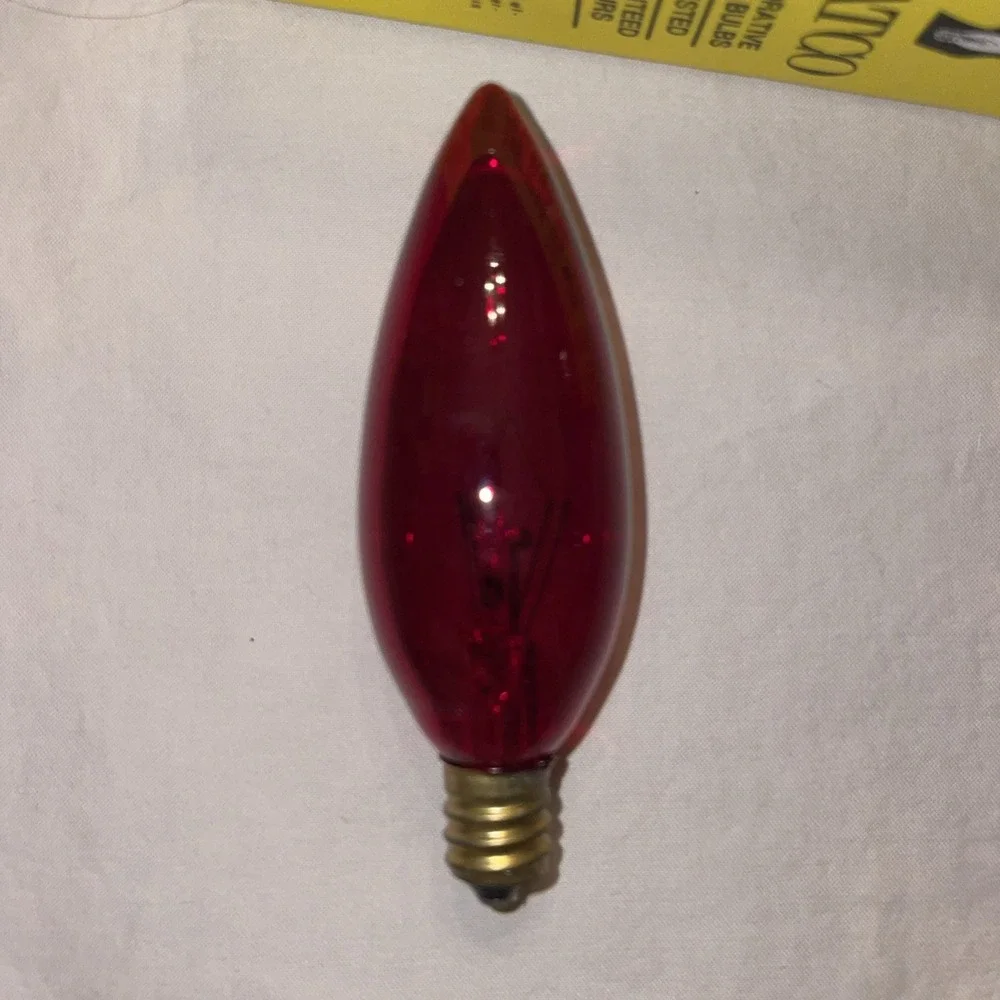 5 NIB SATCO‎ Decorative Red Light Bulbs 25 Watt-120V Candelabra Base (Small)